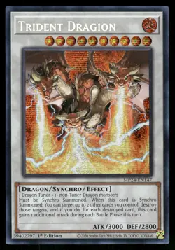 Yugioh! Trident Dragion MP24-EN147 Prismatic Secret Rare 1st Ed - Image 1