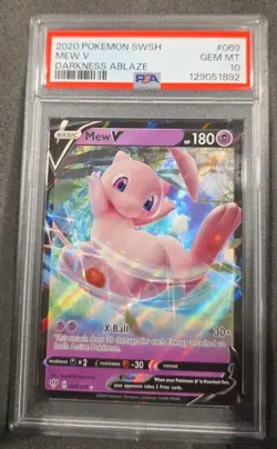 POKEMON CARD MEW V ULTRA RARE 69 DARKNESS ABLAZE #69 GRADED PSA 10 GEM MINT - Image 1