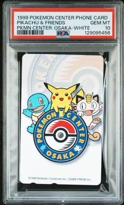 PSA 10 Pokemon Center Phone Card Osaka White Pikachu & Friends 1998 - Image 1