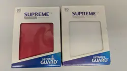 X2 Ultimate Guard Supreme UX Card Sleeves (80 Piece, Red And Transparent - Image 1