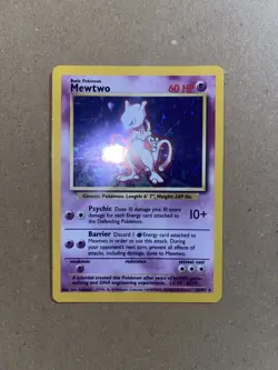 Mewtwo 10/102 HOLO Rare 4th Print 1999-2000 Base Set WOTC Pokemon Card LP - Image 2
