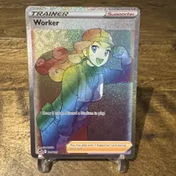 Pokemon TCG Silver Tempest Worker Card 209/195 Rainbow Secret Rare - Image 1