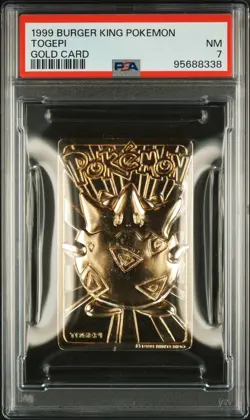 1999 BURGER KING POKEMON GOLD CARD TOGEPI NEAR MINT PSA 7 - Image 1