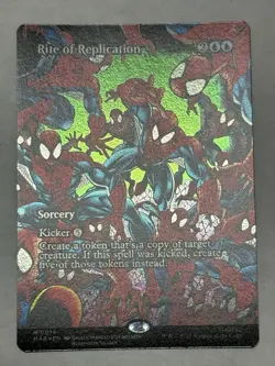 Spider-Man MTG Magic Marvel Eternal-Legal Borderless Rite of Replication Foil - Image 1
