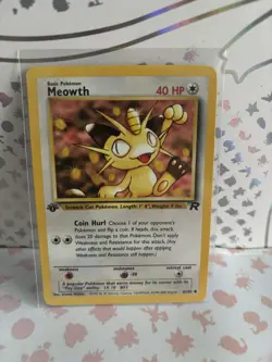 Pokemon TCG Meowth Team Rocket 62/82 Regular 1st Edition Common - Image 1