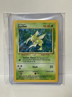 Scyther 10/64 Holo Misprint Error No Symbol Jungle Set Vintage Pokemon LP - Image 1