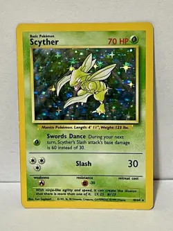 Scyther 10/64 Holo Misprint Error No Symbol Jungle Set Vintage Pokemon LP - Image 2