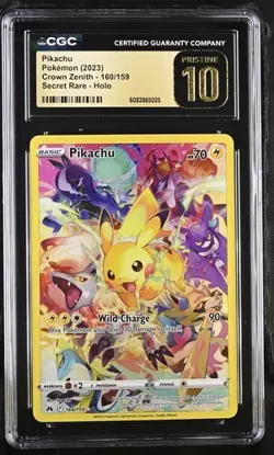 2023 POKEMON CROWN ZENITH SECRET RARE #160 PIKACHU CGC 10 PRISTINE - Image 1