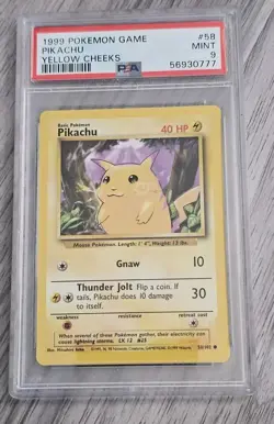 1999 Pokemon Game Base Set #58 Yellow Cheeks Pikachu PSA 9 MINT - Image 1