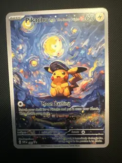 Pokemon Pikachu Starry Night Van Gogh Beautiful Moon ACG Star Fan Art - NM - Image 1