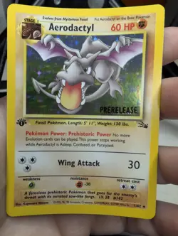 Aerodactyl 1st Edition Prerelease Fossil WOTC Holo Pokemon Card - 1/62 - MP - Image 1