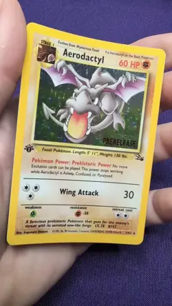 Aerodactyl 1st Edition Prerelease Fossil WOTC Holo Pokemon Card - 1/62 - MP - Image 2