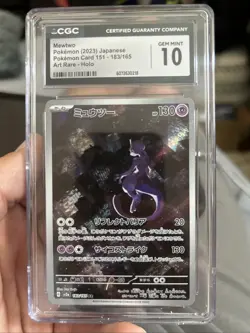 CGC 10 GEM MINT Japanese 2023 Mewtwo AR 183/165 Art Rare Pokemon 151 SV2a - Image 1