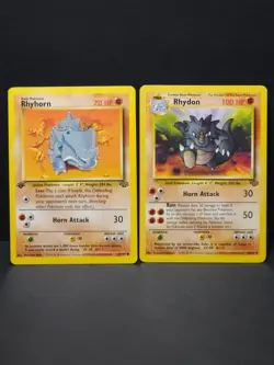 1999 Pokemon Jungle set Full Evolution Line 1st edition Ryhorn & Rhydon - Image 1