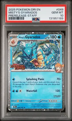 2025 POKEMON DRI EN-DESTINED RIVALS PRERELEASE-STAFF MISTY'S GYARADOS PSA 10 - Image 1
