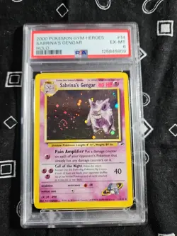 2000 POKEMON GYM HEROES HOLO #14 SABRINA'S GENGAR PSA 6 EX - MT ***SWIRL*** - Image 1