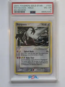 2005 POKEMON EX DEOXYS GOLD STAR #107 RAYQUAZA-HOLO PSA 4 - Image 1