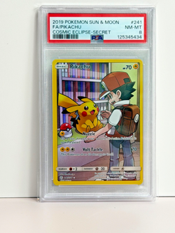 PSA 8 2019 Pokemon Sun & Moon #241 FA/Pikachu Cosmic Eclipse - Secret Rare - Image 1