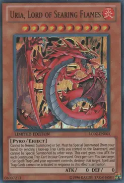 Yugioh! HP Uria, Lord of Searing Flames - LC02-EN001 - Ultra Rare - Limited Edit - Image 1