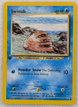 2000 Swinub #79 Neo Genesis 1st Edition Regular Pokemon Card Common - Image 1