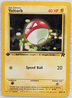 2000 Voltorb #69 Team Rocket Regular Pokemon Card Common 1st Edition Very Good - Image 1