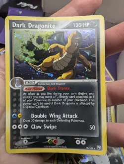 READ Dark Dragonite 15/109 Holo Ex Team Rocket Returns Pokemon TCG 2004 Swirl - Image 1