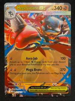 Mega Lucario EX 077/132 Double Rare Mega Evolution Holo Pokemon Card - Image 1