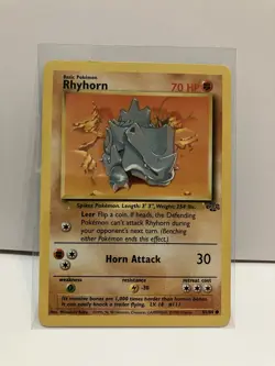Pokemon Rhyhorn 61/64 Jungle Set WOTC Unlimited Non-Holo LP/NM Rare Excellent - Image 1