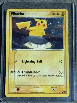Pokemon Card - PIKACHU #12 (POP SERIES 5) 2007 "CORRECTED WITH HOLO BLEED - Image 2