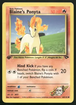 Pokemon Vintage 1st Edition Blaine's Ponyta 064/132 Gym Challenge - HP / DMG - Image 1