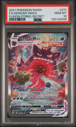 2021 POKEMON SWORD & SHIELD FUSION STRIKE SECRET FULL ART/GENGAR VMAX PSA 10 - Image 1