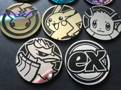8 X Pokemon Large Coins Coin Tokens Shiny Celebrations Pikachu Eevee Scream Tail - Image 2