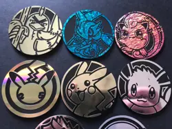8 X Pokemon Large Coins Coin Tokens Shiny Celebrations Pikachu Eevee Scream Tail - Image 3