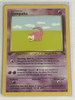1st Edition Slowpoke 55/62 Fossil Non Holo WoTC Pokemon Trading CardGame 1999 MP - Image 1