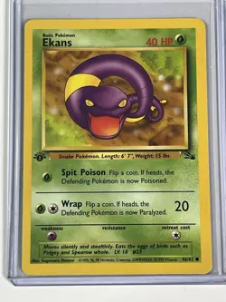 1st Edition Ekans 46/62 Fossil Set Pokemon Card - Image 1