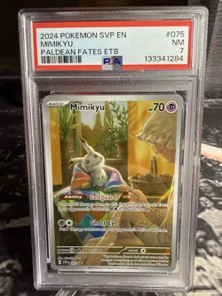 2024 POKEMON SVP EN-SV BLACK STAR PROMO #075 MIMIKYU PALDEAN FATES ETB PSA 7 - Image 2