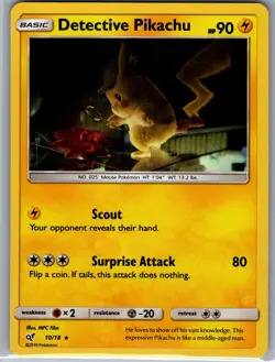 Detective Pikachu 10/18 Holo Detective Pikachu - Pokemon Card - LP - Image 1