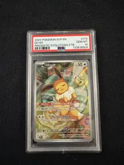 2023 Pokemon SVP EN Black Star Eevee 173 Prismatic Evolutions ETB PSA 10 GEM MT - Image 1
