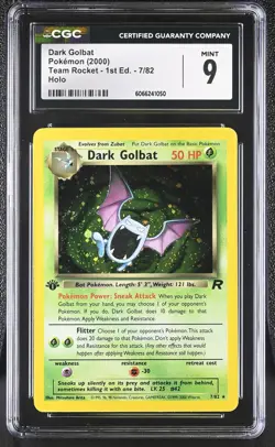 CGC 9 MINT Dark Golbat Team Rocket 1st Edition 7/82 Holo SWIRL Pokemon Card - Image 1