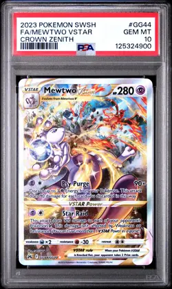 2023 POKEMON SWORD & SHIELD CROWN ZENITH #GG44 FULL ART/MEWTWO VSTAR PSA 10 - Image 1