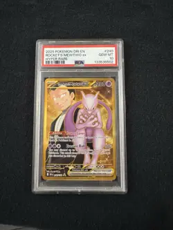 2025 Pokemon Team Rockets MewTwo EX 240/182 Hyper Rare Gold DR PSA 10 GEM MINT - Image 1