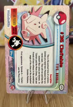 Clefable #36 1999 Topps Pokemon TV Animation Edition Series 1 Blue Logo - Image 2