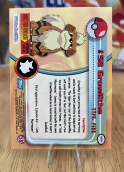 Growlithe #58 1999 Topps Pokemon TV Animation Edition Series 1 Blue Logo - Image 2