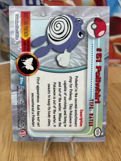 Poliwhirl #61 1999 Topps Pokemon TV Animation Edition Series 1 Blue Logo - Image 2