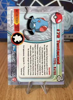 Tentacool #72 1999 Topps Pokemon TV Animation Edition Series 1 Blue Logo - Image 2