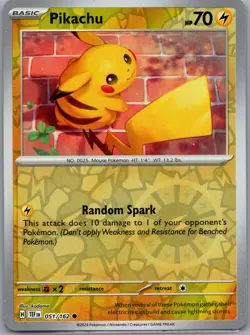Pikachu 051/162 Reverse Holo SV05: Temporal Forces - Pokemon Card - NM - Image 1