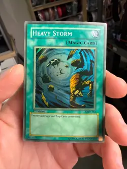 YuGiOh Vintage Heavy Storm Card Holo 1st Edition Faded MRD-142 - Image 1