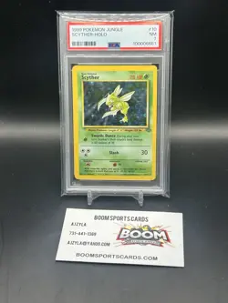 1999 Pokemon Jungle Scyther Holo Unlimited 10/64 NM PSA 7 - Image 1
