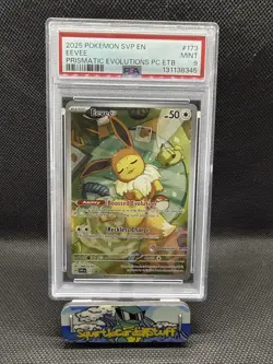 2025 POKEMON PRISMATIC EVOLUTIONS POKEMON CENTER ETB PROMO #173 EEVEE PSA 9 - Image 1