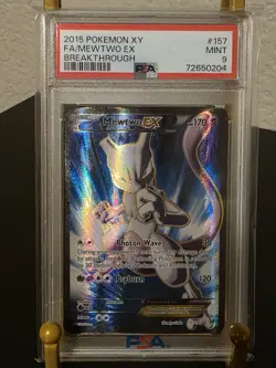 PSA 9 MINT 2015 POKEMON TCG XY BREAKTHROUGH MEWTWO EX #157 FULL ART HOLO - Image 1